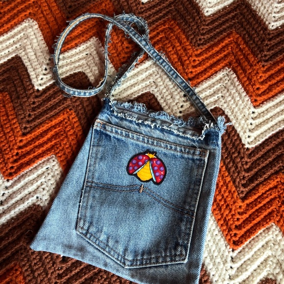 Hand Crafted Handbags - Vtg upcylced mini bag with butterfly